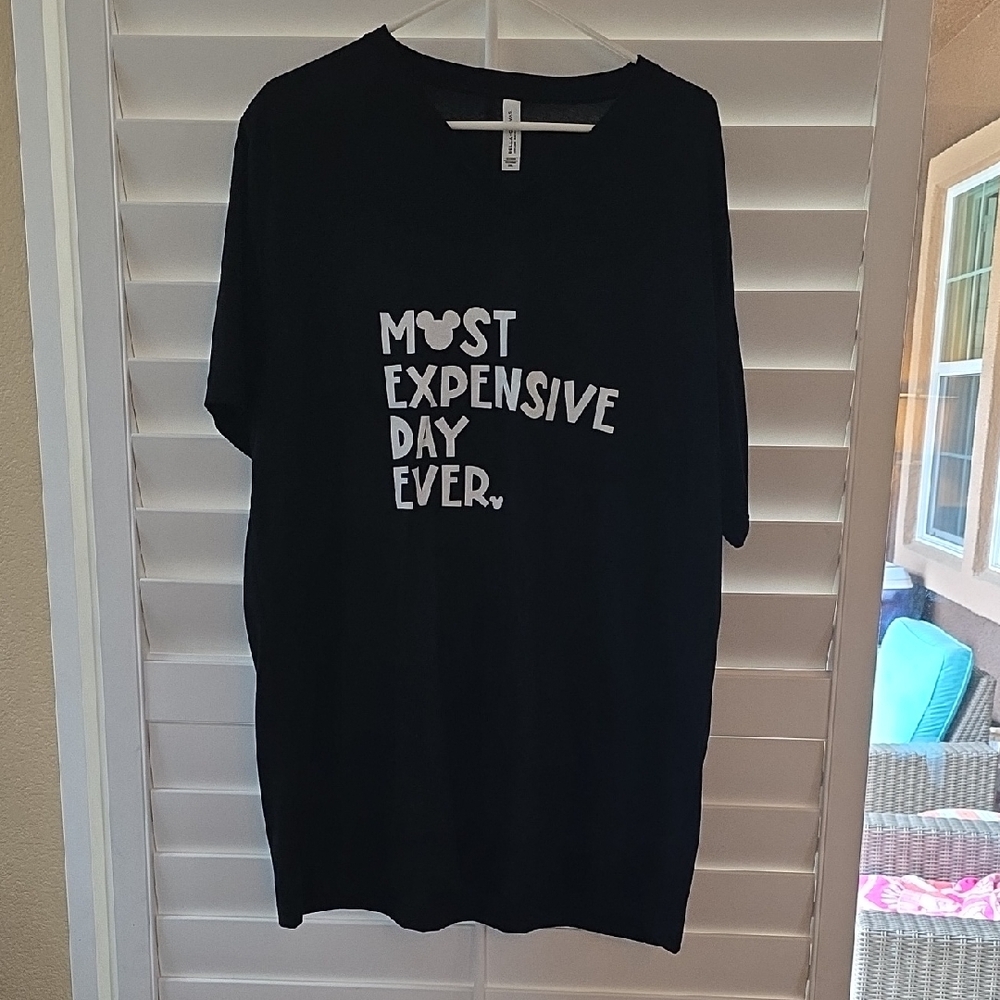 Bella Canvas Black Short Sleeve Tee with White 'Most Expensive Day Ever' Graphic